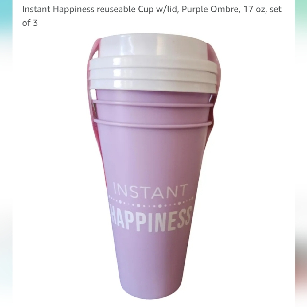 Instant Happiness-Purple Ombre Reusable Cups (set of 3) NWT